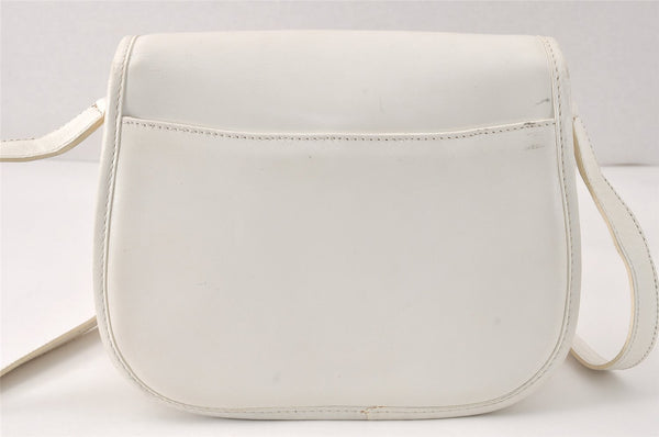 Authentic CELINE Vintage Shoulder Cross Body Bag Purse Leather White 3998K