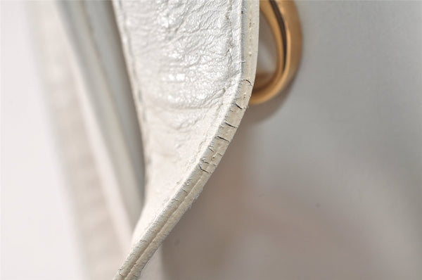 Authentic CELINE Vintage Shoulder Cross Body Bag Purse Leather White 3998K