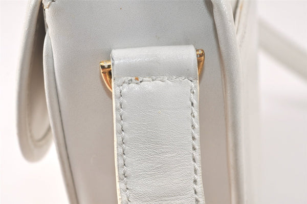 Authentic CELINE Vintage Shoulder Cross Body Bag Purse Leather White 3998K
