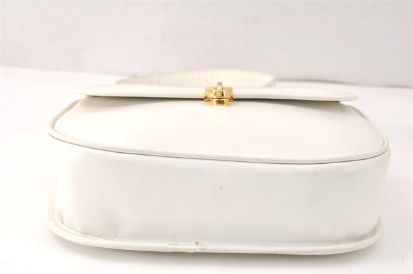 Authentic CELINE Vintage Shoulder Cross Body Bag Purse Leather White 3998K