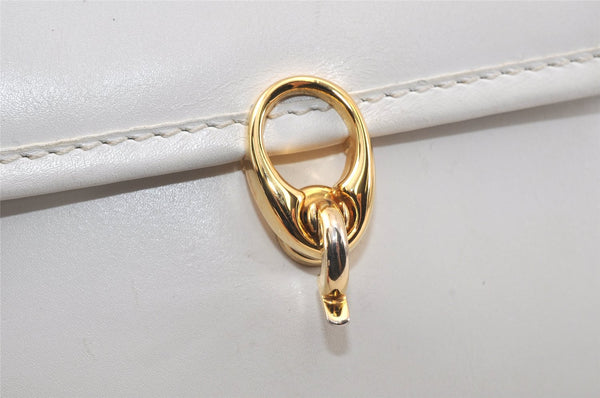 Authentic CELINE Vintage Shoulder Cross Body Bag Purse Leather White 3998K