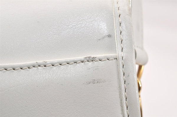 Authentic CELINE Vintage Shoulder Cross Body Bag Purse Leather White 3998K