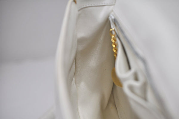 Authentic CELINE Vintage Shoulder Cross Body Bag Purse Leather White 3998K