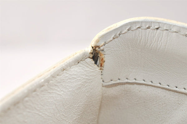 Authentic CELINE Vintage Shoulder Cross Body Bag Purse Leather White 3998K