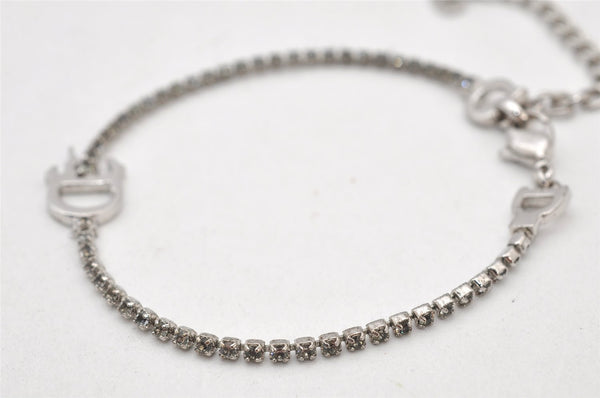 Authentic Christian Dior Chain Bracelet Rhinestone Silver Tone CD 3999K