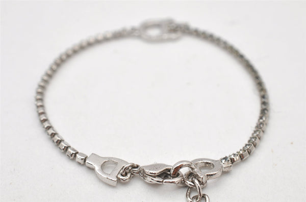 Authentic Christian Dior Chain Bracelet Rhinestone Silver Tone CD 3999K