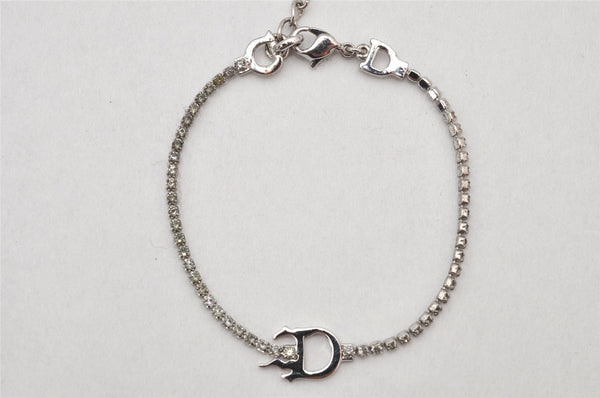 Authentic Christian Dior Chain Bracelet Rhinestone Silver Tone CD 3999K