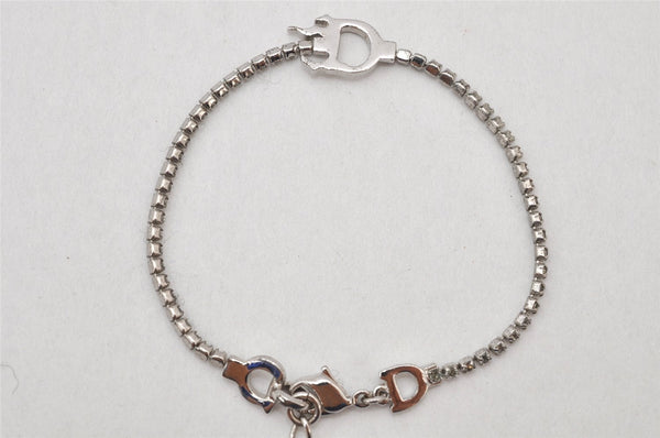 Authentic Christian Dior Chain Bracelet Rhinestone Silver Tone CD 3999K