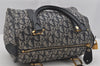 Authentic Christian Dior Trotter Hand Boston Bag Canvas Leather Navy Blue 4001J