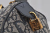 Authentic Christian Dior Trotter Hand Boston Bag Canvas Leather Navy Blue 4001J