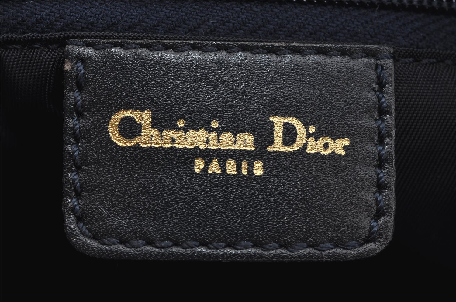 Authentic Christian Dior Trotter Hand Boston Bag Canvas Leather Navy Blue 4001J