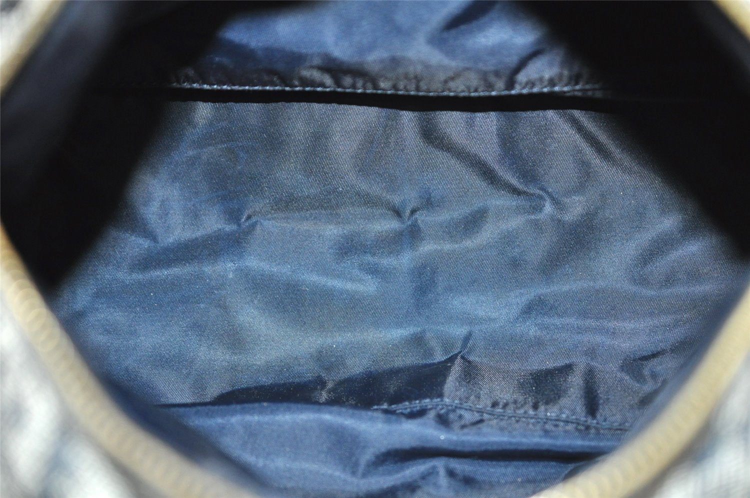 Authentic Christian Dior Trotter Hand Boston Bag Canvas Leather Navy Blue 4001J