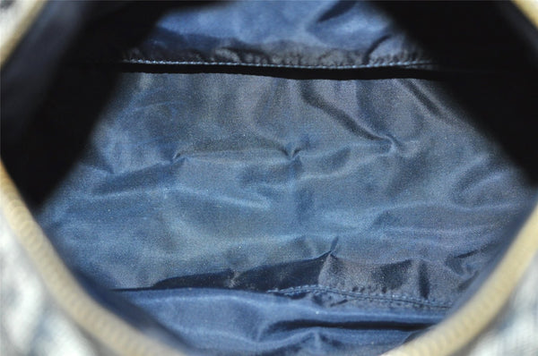 Authentic Christian Dior Trotter Hand Boston Bag Canvas Leather Navy Blue 4001J