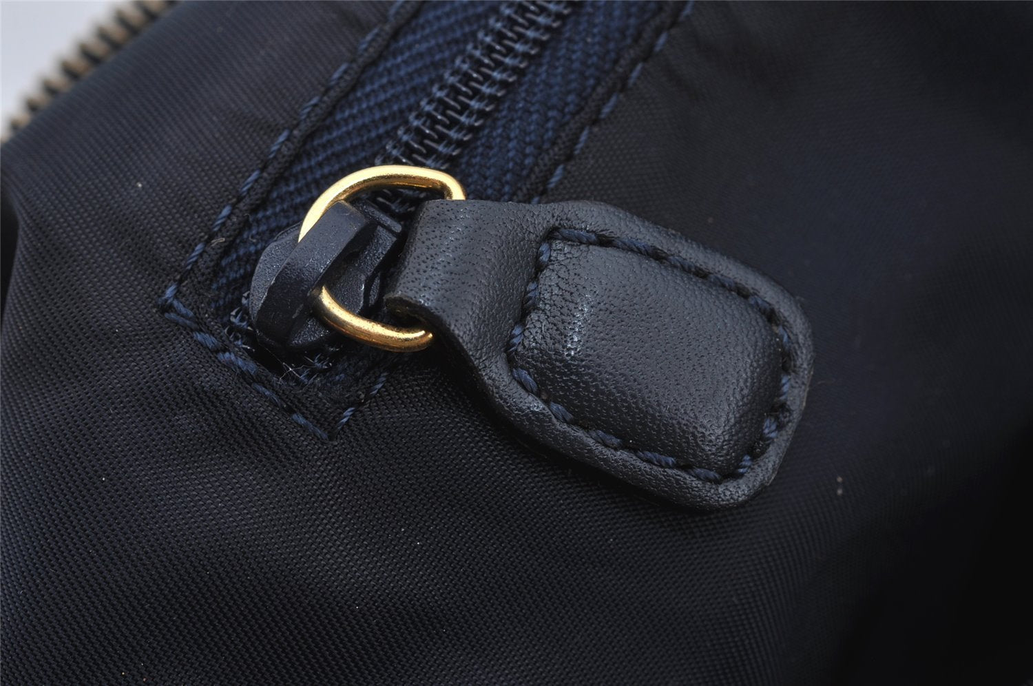 Authentic Christian Dior Trotter Hand Boston Bag Canvas Leather Navy Blue 4001J