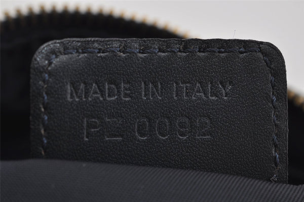 Authentic Christian Dior Trotter Hand Boston Bag Canvas Leather Navy Blue 4001J