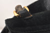 Authentic GUCCI Vintage Bamboo Drawstring Backpack Suede Leather Black 4001K
