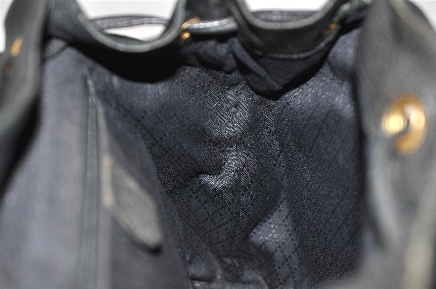Authentic GUCCI Vintage Bamboo Drawstring Backpack Suede Leather Black 4001K