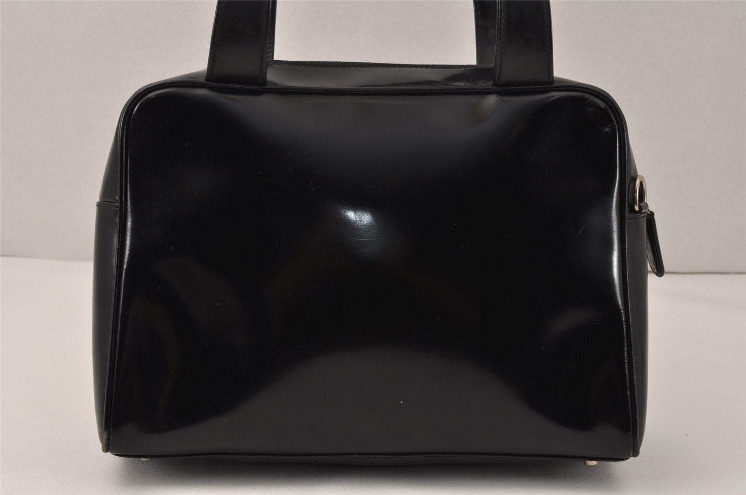 Authentic GUCCI Interlocking G 2Way Hand Bag Purse Enamel Black Junk 4003K