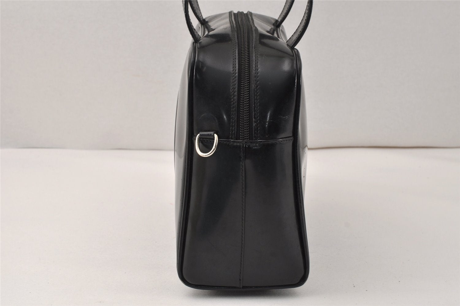 Authentic GUCCI Interlocking G 2Way Hand Bag Purse Enamel Black Junk 4003K