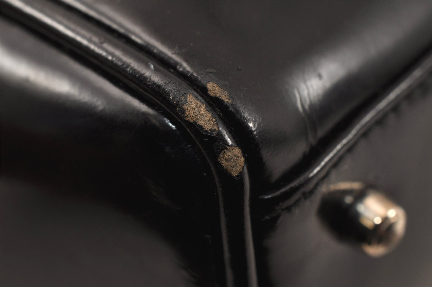 Authentic GUCCI Interlocking G 2Way Hand Bag Purse Enamel Black Junk 4003K