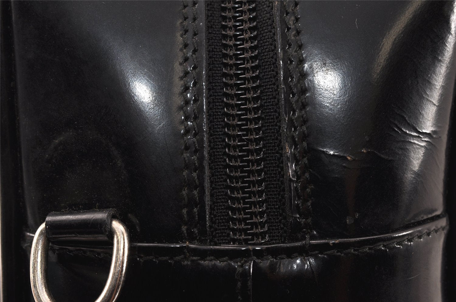 Authentic GUCCI Interlocking G 2Way Hand Bag Purse Enamel Black Junk 4003K