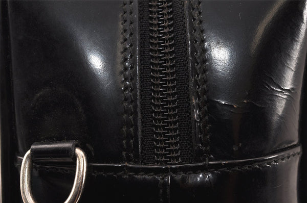 Authentic GUCCI Interlocking G 2Way Hand Bag Purse Enamel Black Junk 4003K
