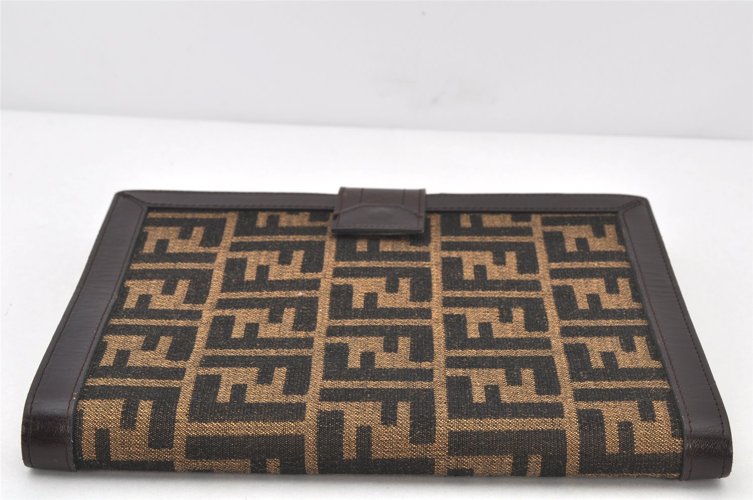 Authentic FENDI Zucca Vintage Notebook Cover Canvas Leather Brown 4005K