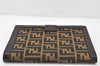 Authentic FENDI Zucca Vintage Notebook Cover Canvas Leather Brown 4005K