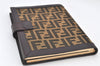 Authentic FENDI Zucca Vintage Notebook Cover Canvas Leather Brown 4005K