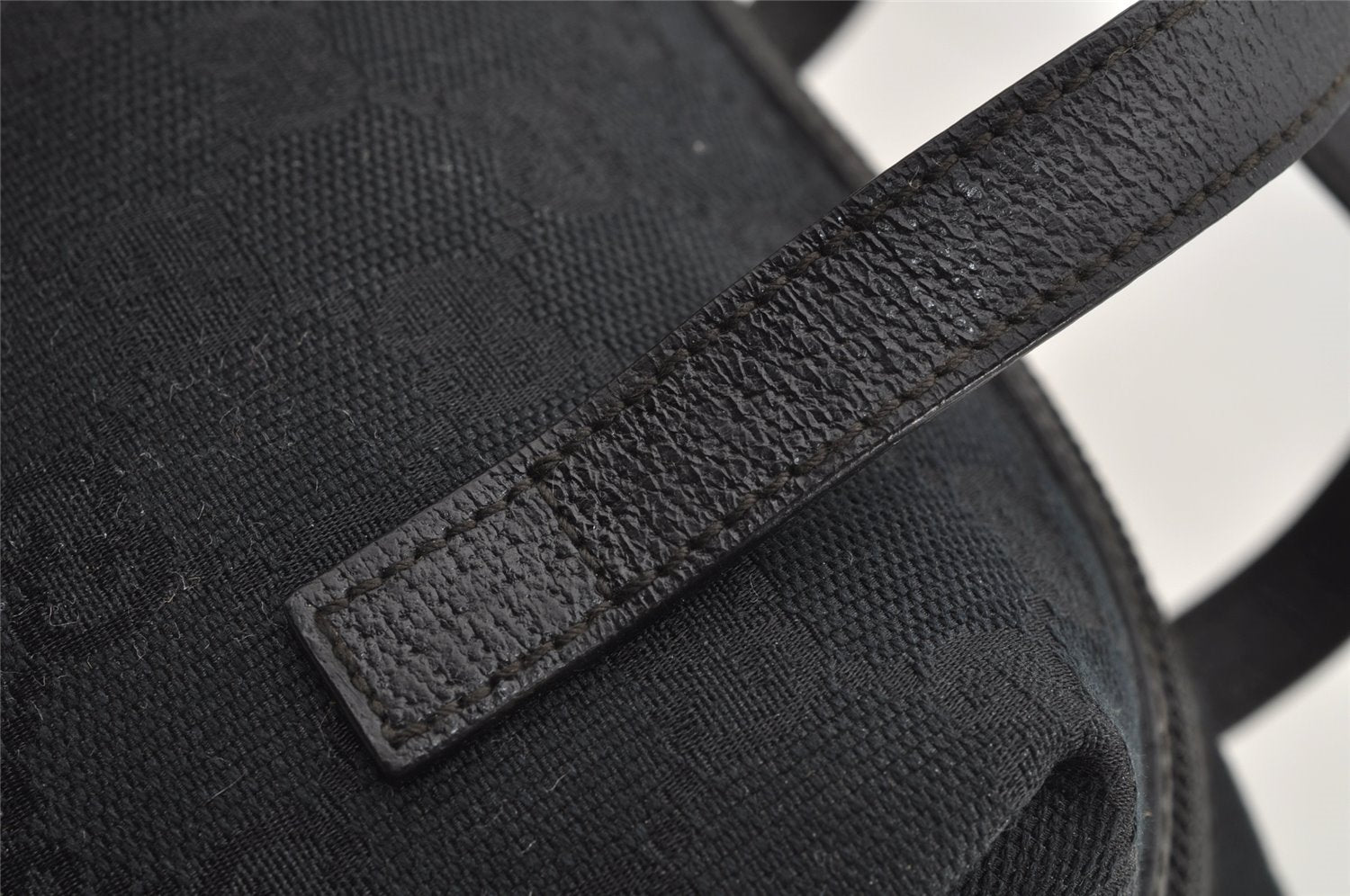 Authentic GUCCI Vintage Hand Bag Purse GG Canvas Leather 124542 Black 4006I