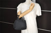 Authentic GUCCI Vintage Hand Bag Purse GG Canvas Leather 124542 Black 4006I