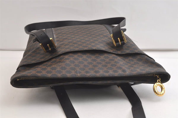 Authentic CELINE Macadam Blason Shoulder Tote Bag PVC Leather Black 4006K