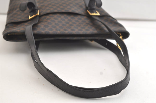 Authentic CELINE Macadam Blason Shoulder Tote Bag PVC Leather Black 4006K