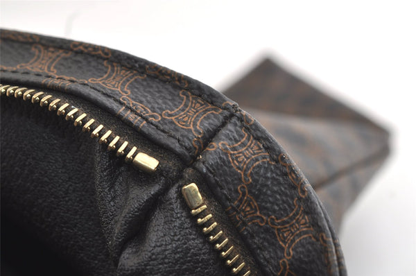 Authentic CELINE Macadam Blason Shoulder Tote Bag PVC Leather Black 4006K