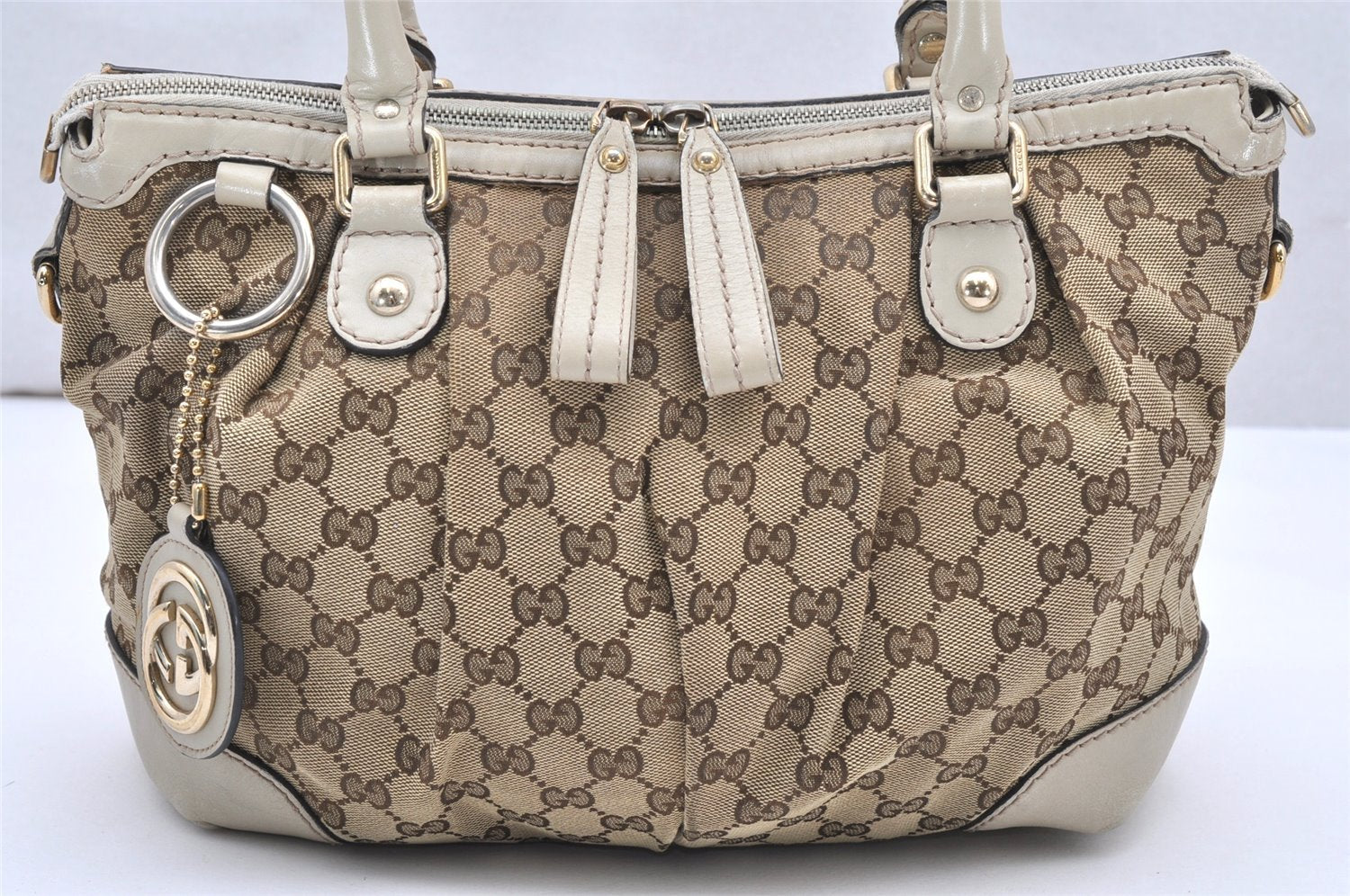 Authentic GUCCI Sukey Shoulder Tote Bag GG Canvas Leather 247902 Brown 4007K