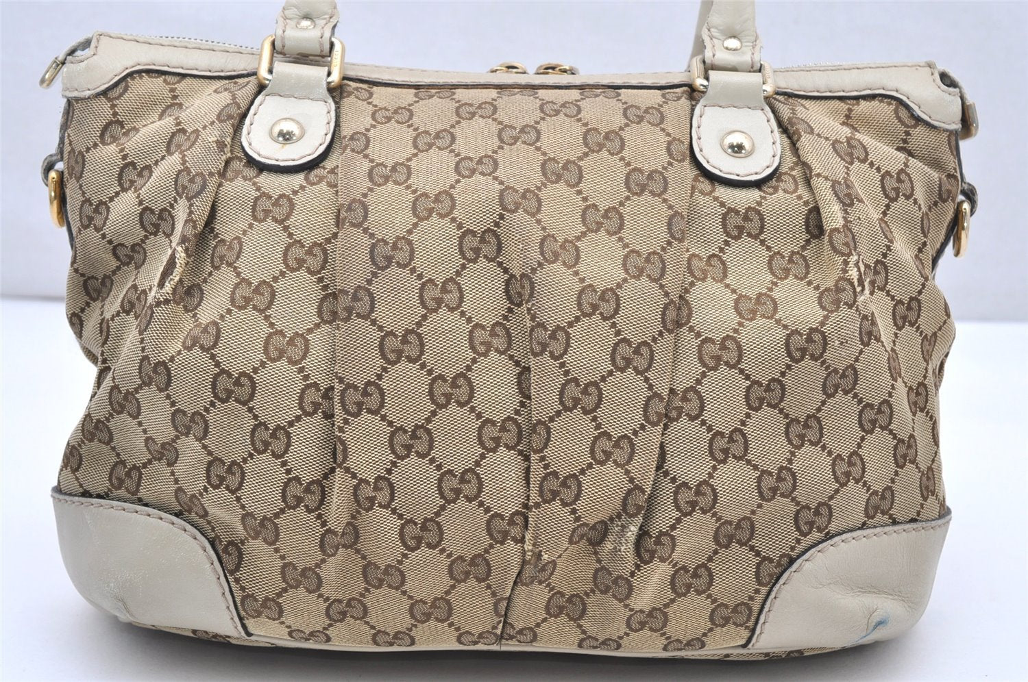 Authentic GUCCI Sukey Shoulder Tote Bag GG Canvas Leather 247902 Brown 4007K