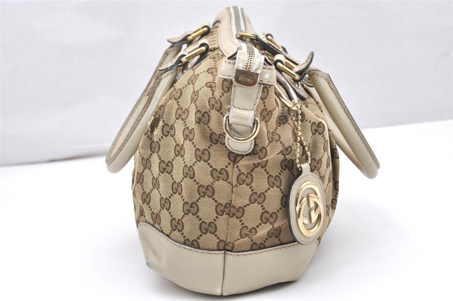 Authentic GUCCI Sukey Shoulder Tote Bag GG Canvas Leather 247902 Brown 4007K