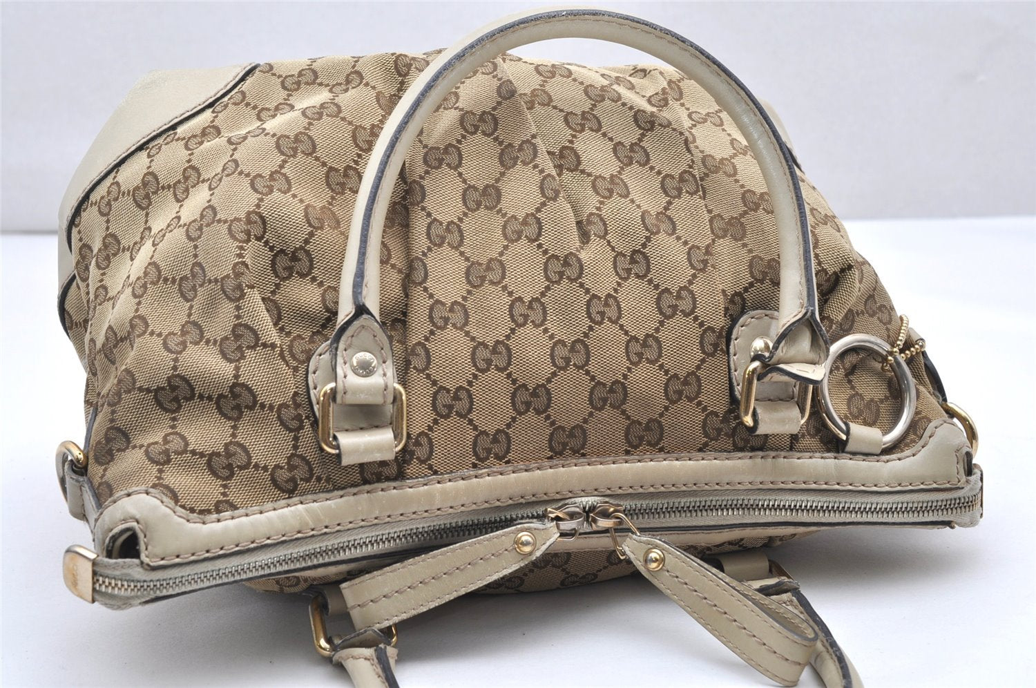 Authentic GUCCI Sukey Shoulder Tote Bag GG Canvas Leather 247902 Brown 4007K