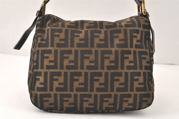 Authentic FENDI Zucca Mamma Baguette Shoulder Bag Canvas Leather Brown 4008K