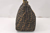 Authentic FENDI Zucca Mamma Baguette Shoulder Bag Canvas Leather Brown 4008K