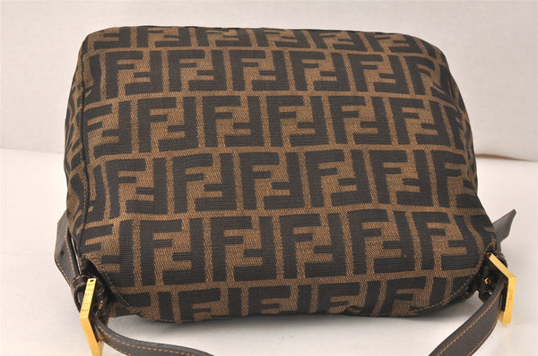 Authentic FENDI Zucca Mamma Baguette Shoulder Bag Canvas Leather Brown 4008K