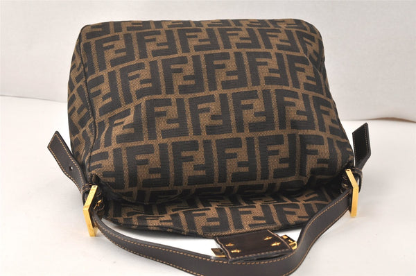 Authentic FENDI Zucca Mamma Baguette Shoulder Bag Canvas Leather Brown 4008K