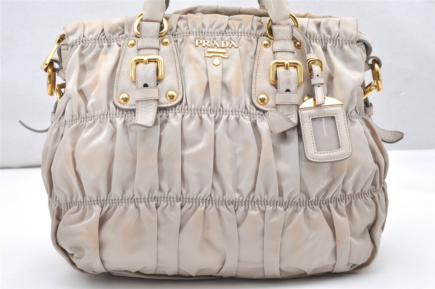 Authentic PRADA TESSUTO GAUFRE Nylon 2Way Shoulder Hand Bag BN1336 Beige 4009K