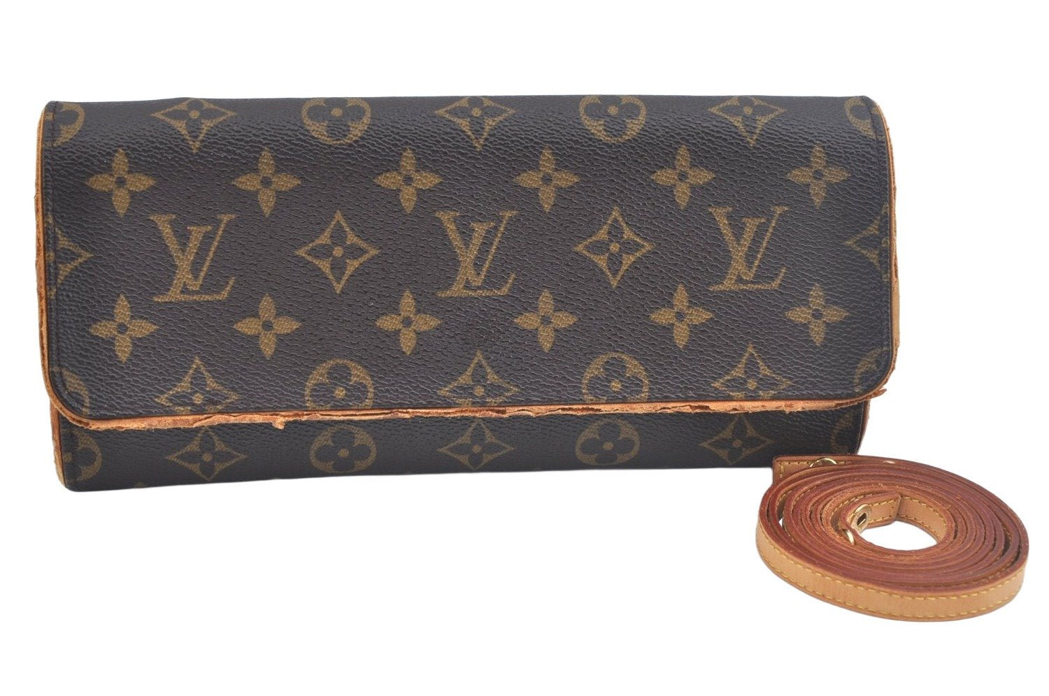 Authentic Louis Vuitton Monogram Pochette Twin GM Shoulder Bag M51852 LV 4010J