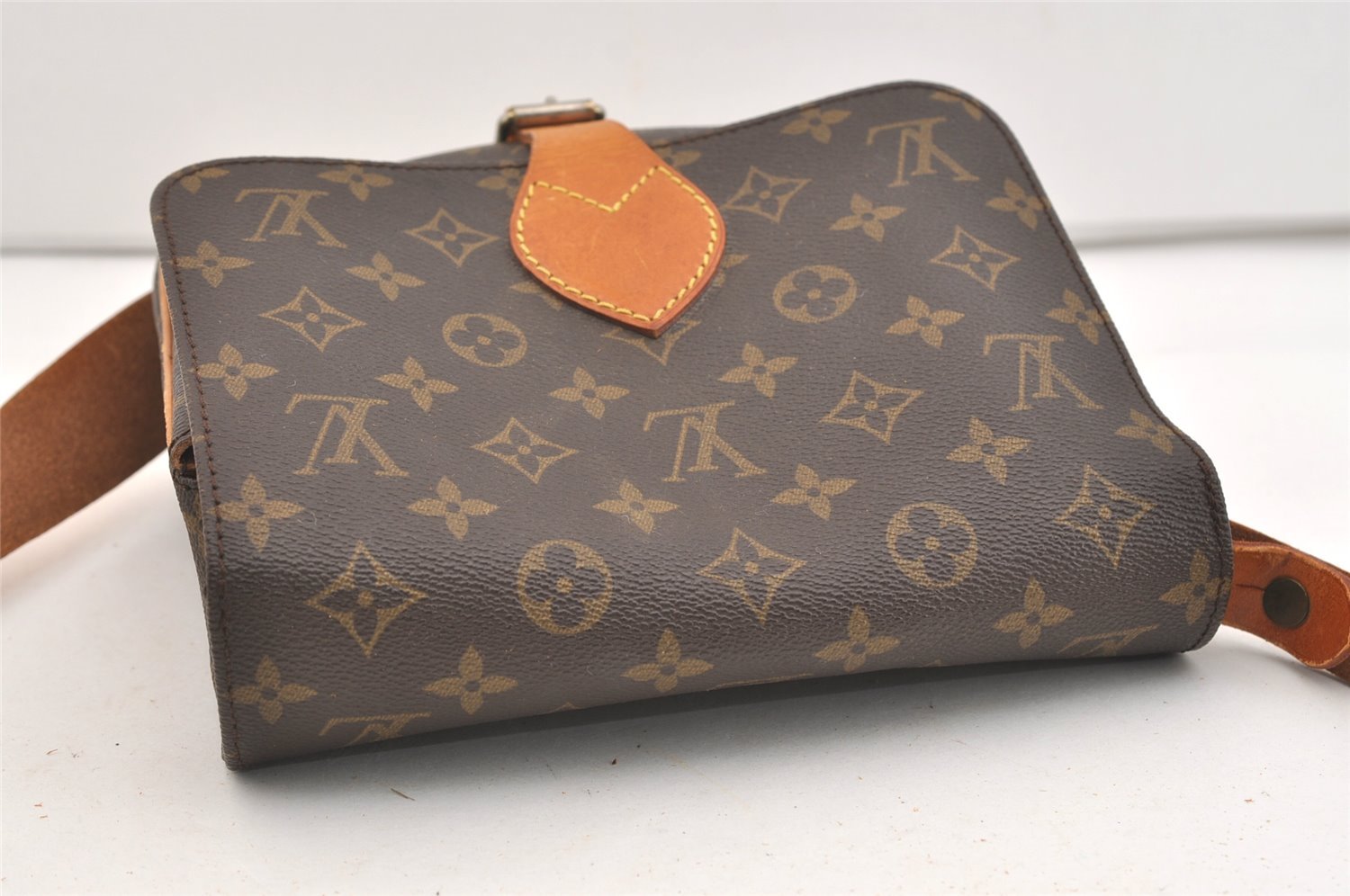 Authentic Louis Vuitton Monogram Cartouchiere MM M51253 Shoulder Cross Bag 4013J