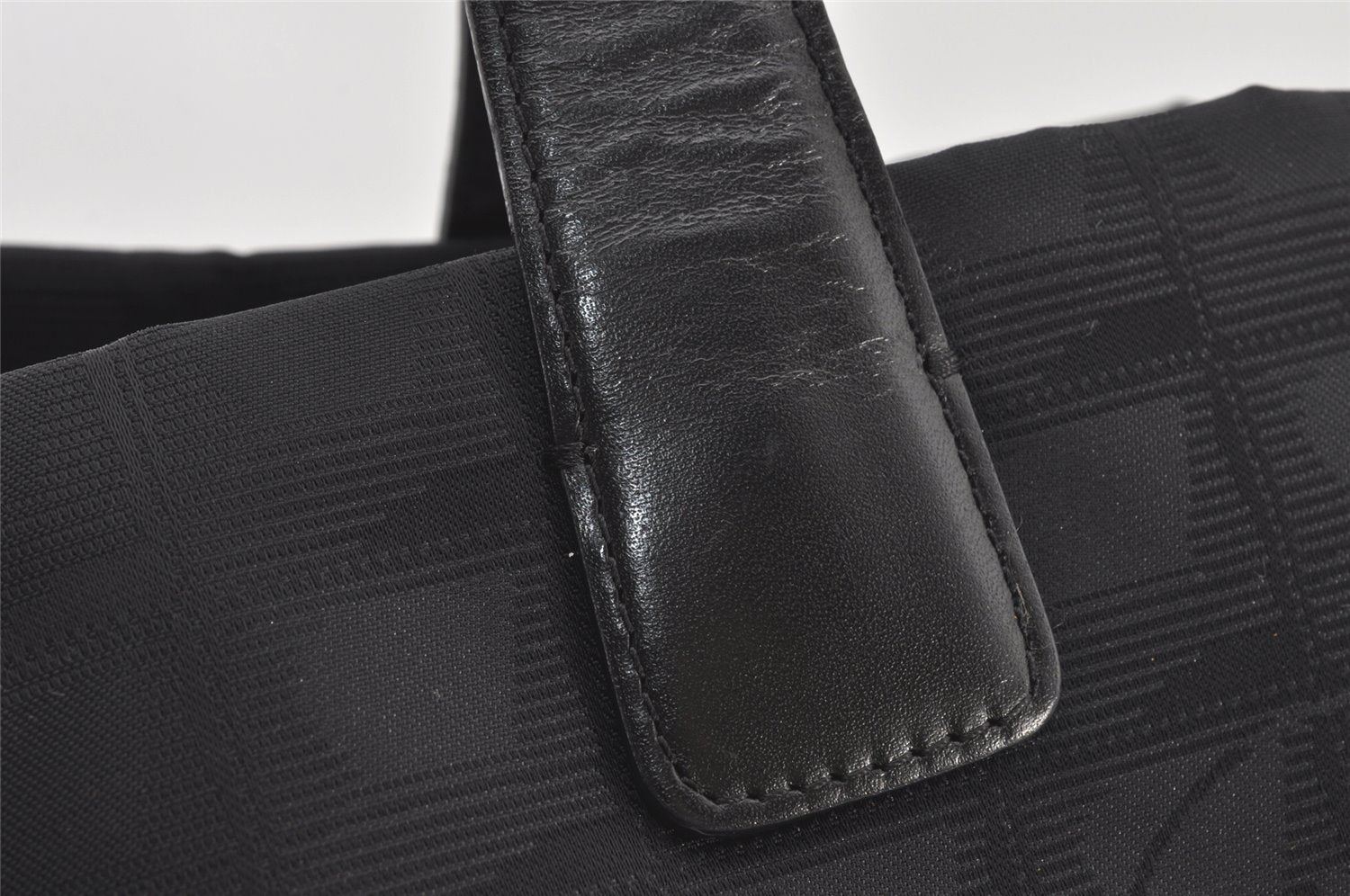 Authentic CHANEL New Travel Line Tote Bag Nylon Leather Black Junk 4013K