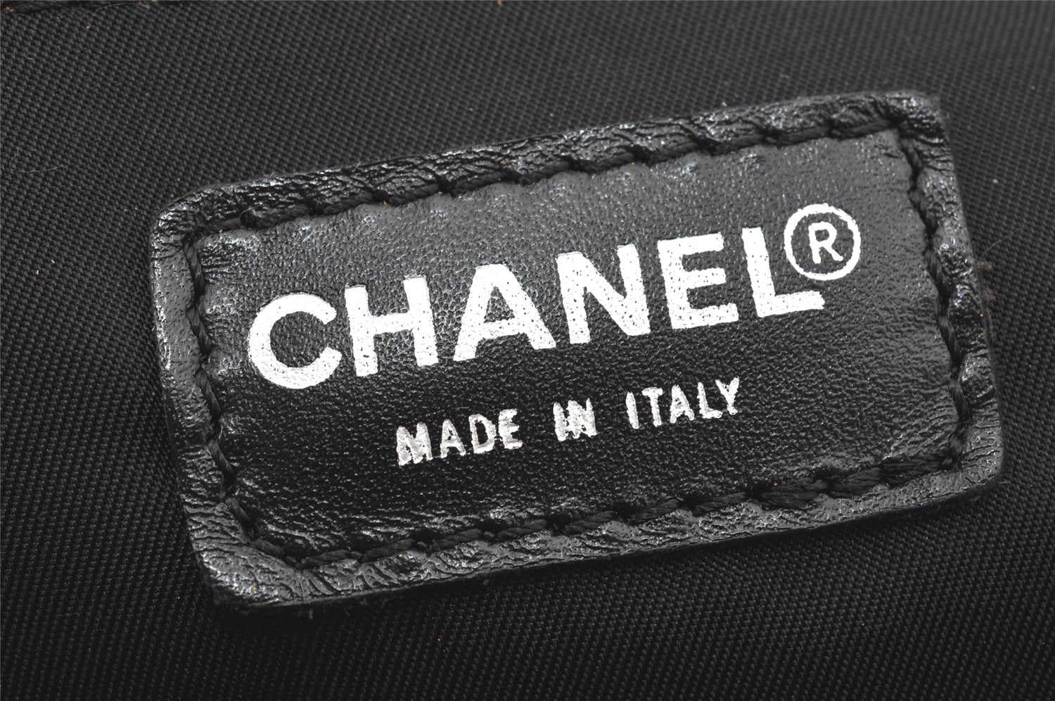 Authentic CHANEL New Travel Line Tote Bag Nylon Leather Black Junk 4013K