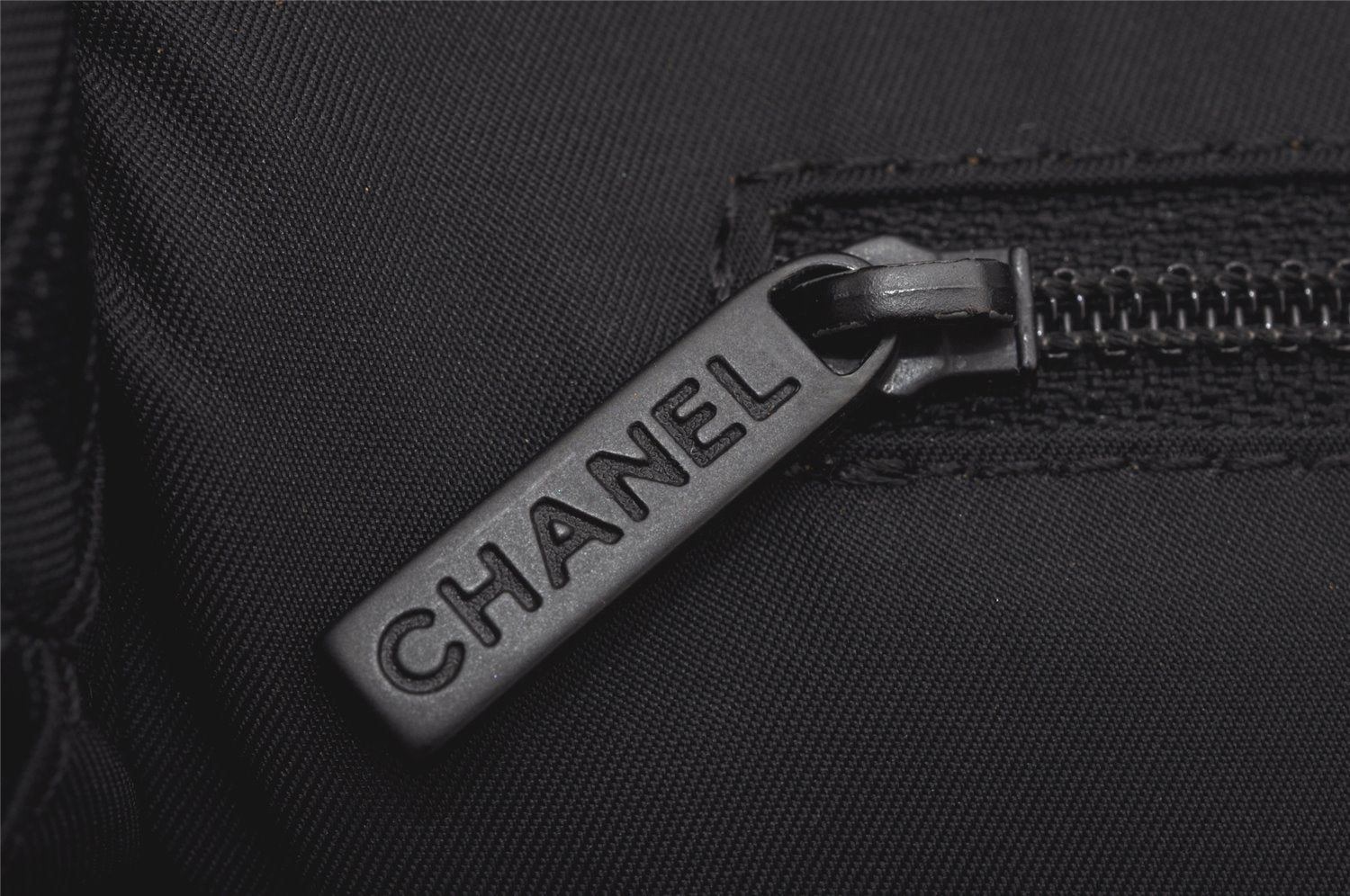 Authentic CHANEL New Travel Line Tote Bag Nylon Leather Black Junk 4013K