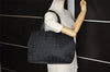 Authentic CHANEL New Travel Line Tote Bag Nylon Leather Black Junk 4013K