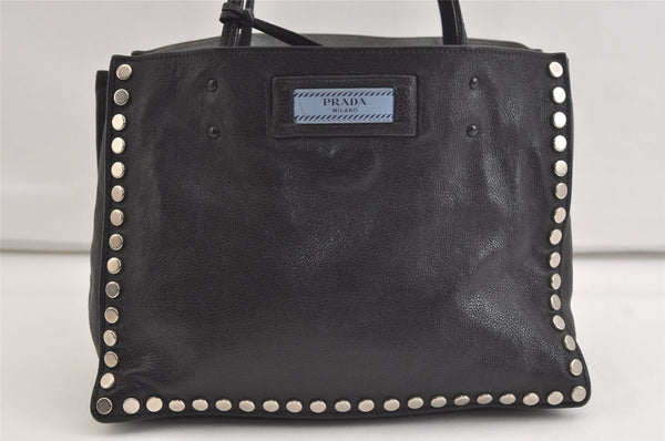 Authentic PRADA Leather Nappa Shoulder Hand Bag Purse Black 4014K